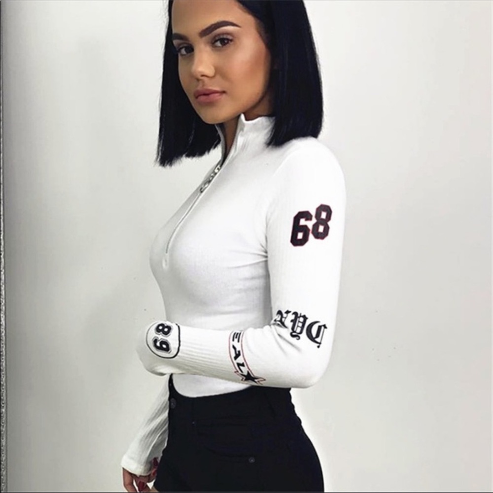 Sporty Turtleneck long-Sleeve BodySuit, 1/4 Zipper